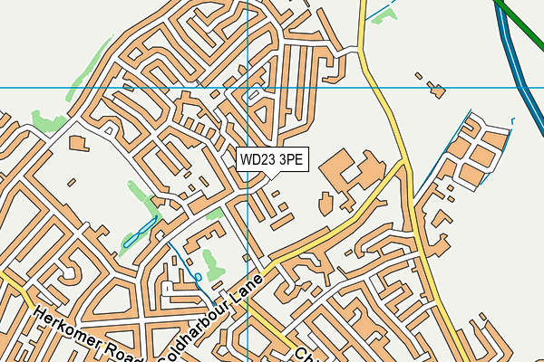 WD23 3PE map - OS VectorMap District (Ordnance Survey)
