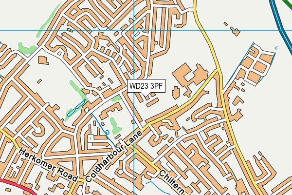 WD23 3PF map - OS VectorMap District (Ordnance Survey)