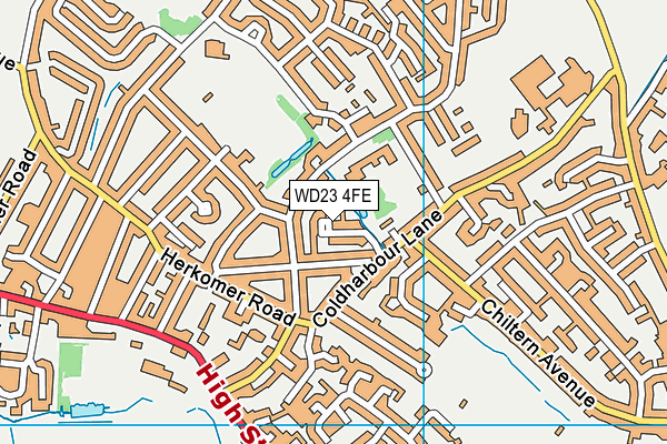 WD23 4FE map - OS VectorMap District (Ordnance Survey)