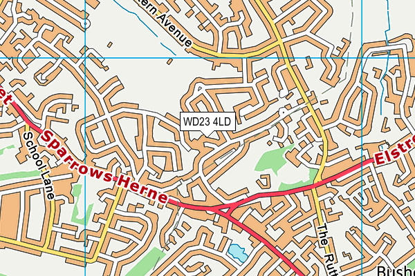 WD23 4LD map - OS VectorMap District (Ordnance Survey)