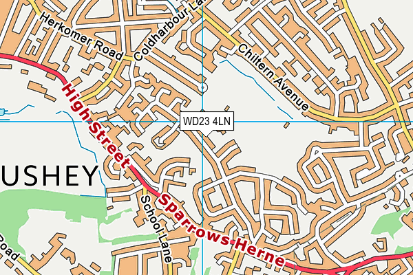 WD23 4LN map - OS VectorMap District (Ordnance Survey)