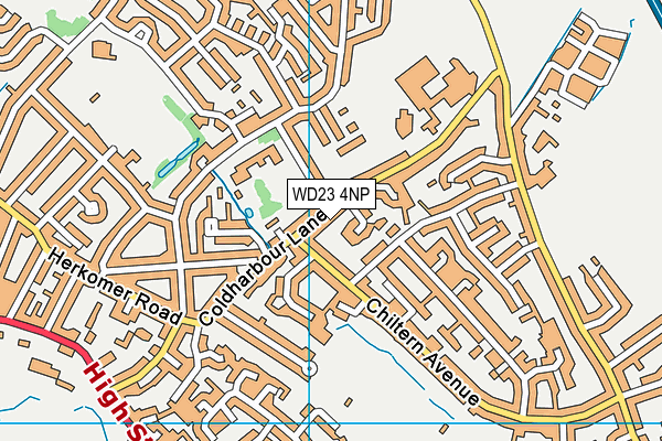 WD23 4NP map - OS VectorMap District (Ordnance Survey)
