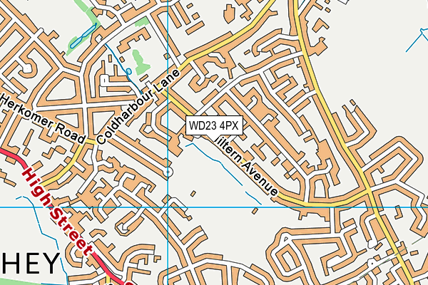 WD23 4PX map - OS VectorMap District (Ordnance Survey)