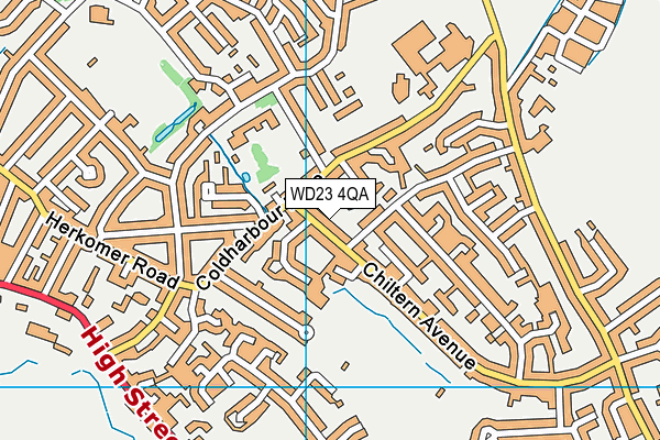 WD23 4QA map - OS VectorMap District (Ordnance Survey)