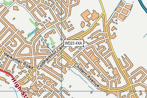 WD23 4XA map - OS VectorMap District (Ordnance Survey)