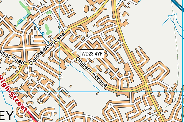 WD23 4YF map - OS VectorMap District (Ordnance Survey)