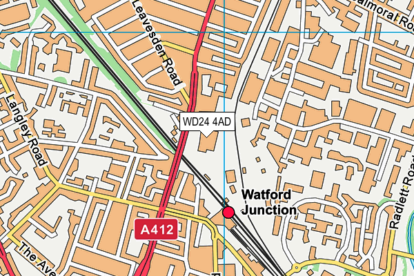 WD24 4AD map - OS VectorMap District (Ordnance Survey)