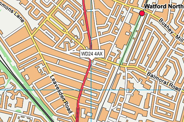 WD24 4AX map - OS VectorMap District (Ordnance Survey)