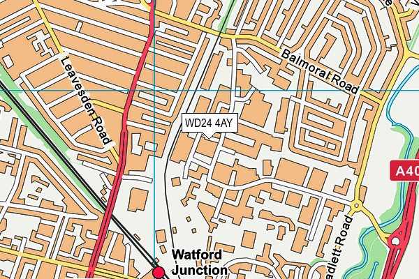 WD24 4AY map - OS VectorMap District (Ordnance Survey)