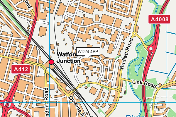 WD24 4BP map - OS VectorMap District (Ordnance Survey)