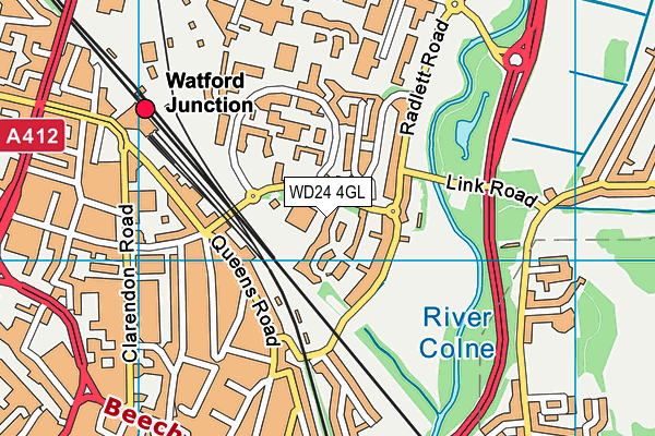 WD24 4GL map - OS VectorMap District (Ordnance Survey)