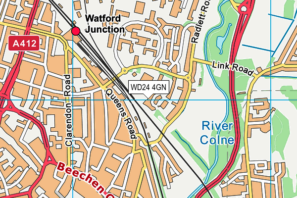 WD24 4GN map - OS VectorMap District (Ordnance Survey)