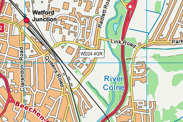 WD24 4GR map - OS VectorMap District (Ordnance Survey)