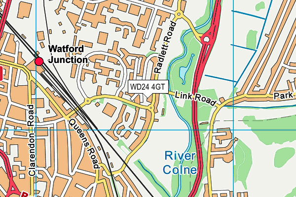 WD24 4GT map - OS VectorMap District (Ordnance Survey)