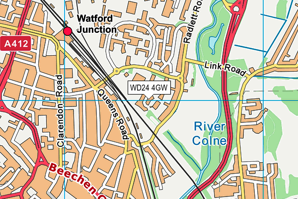 WD24 4GW map - OS VectorMap District (Ordnance Survey)