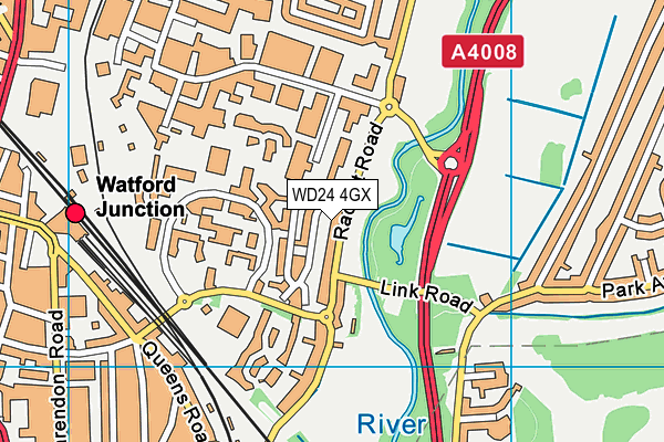 WD24 4GX map - OS VectorMap District (Ordnance Survey)