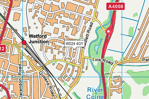 WD24 4GY map - OS VectorMap District (Ordnance Survey)