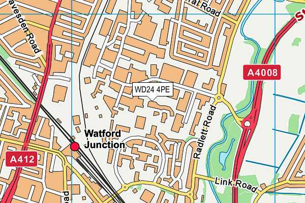 WD24 4PE map - OS VectorMap District (Ordnance Survey)