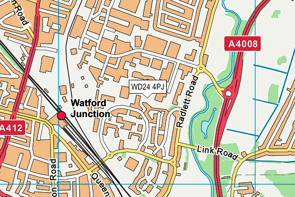 WD24 4PJ map - OS VectorMap District (Ordnance Survey)