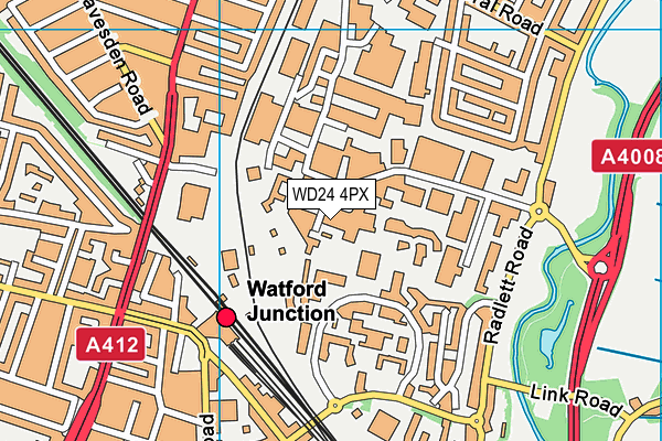 WD24 4PX map - OS VectorMap District (Ordnance Survey)