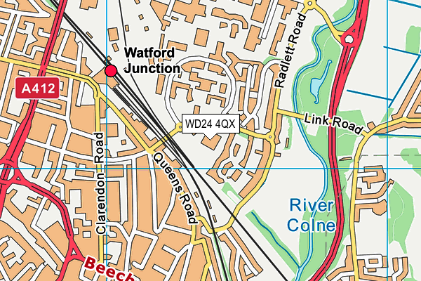 WD24 4QX map - OS VectorMap District (Ordnance Survey)