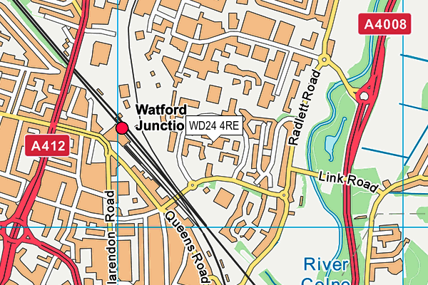 WD24 4RE map - OS VectorMap District (Ordnance Survey)