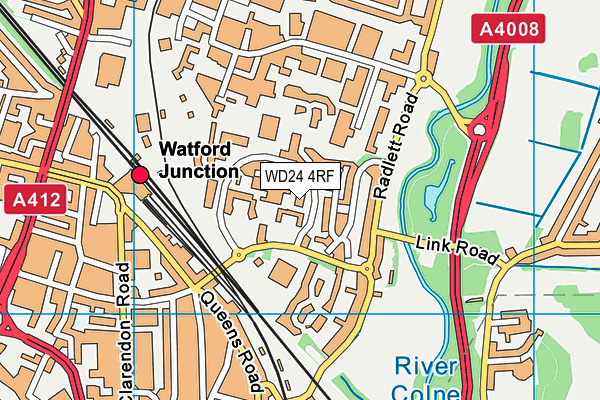 WD24 4RF map - OS VectorMap District (Ordnance Survey)