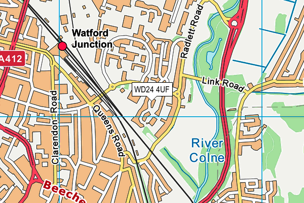 WD24 4UF map - OS VectorMap District (Ordnance Survey)