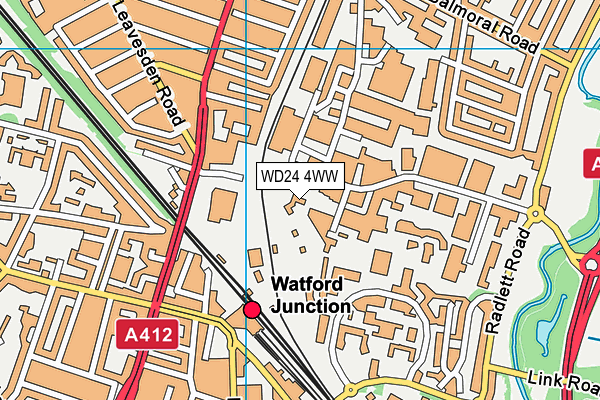 WD24 4WW map - OS VectorMap District (Ordnance Survey)