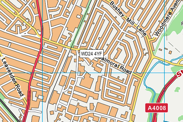 WD24 4YF map - OS VectorMap District (Ordnance Survey)