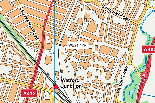 WD24 4YR map - OS VectorMap District (Ordnance Survey)