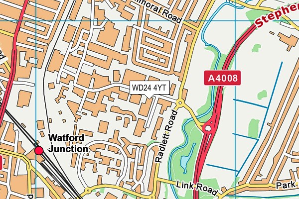 WD24 4YT map - OS VectorMap District (Ordnance Survey)