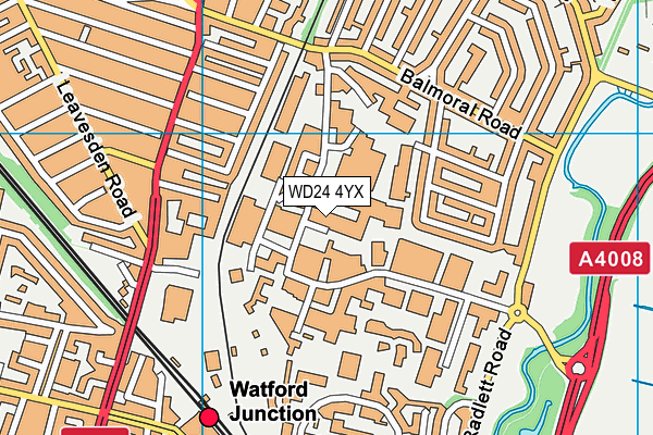 WD24 4YX map - OS VectorMap District (Ordnance Survey)