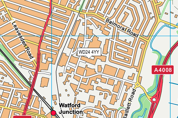 WD24 4YY map - OS VectorMap District (Ordnance Survey)