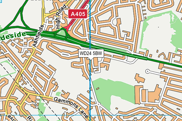 WD24 5BW map - OS VectorMap District (Ordnance Survey)