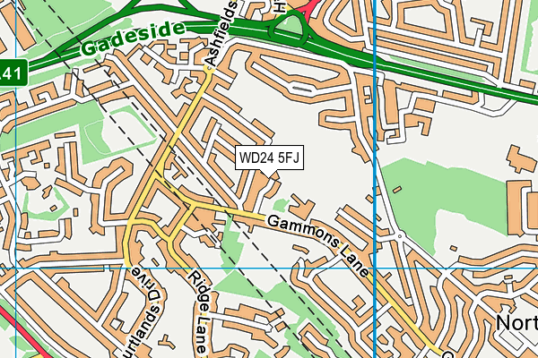 WD24 5FJ map - OS VectorMap District (Ordnance Survey)