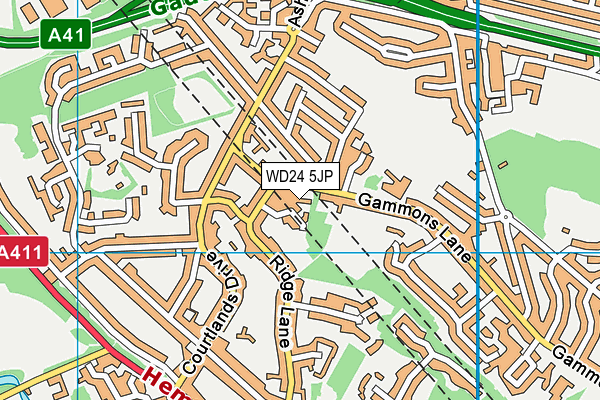 WD24 5JP map - OS VectorMap District (Ordnance Survey)