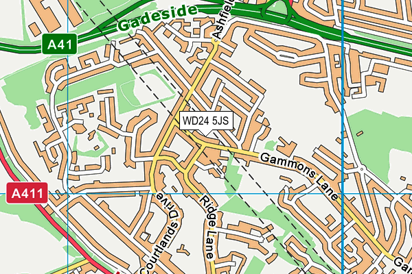 WD24 5JS map - OS VectorMap District (Ordnance Survey)