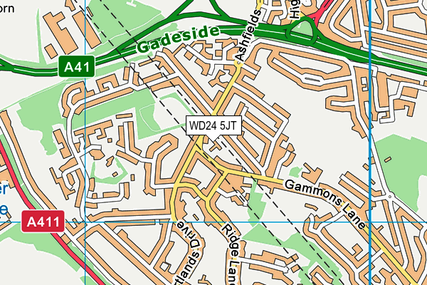 WD24 5JT map - OS VectorMap District (Ordnance Survey)