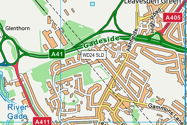 WD24 5LD map - OS VectorMap District (Ordnance Survey)