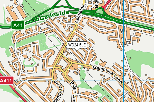 WD24 5LE map - OS VectorMap District (Ordnance Survey)