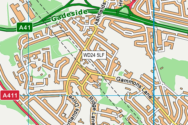 WD24 5LF map - OS VectorMap District (Ordnance Survey)