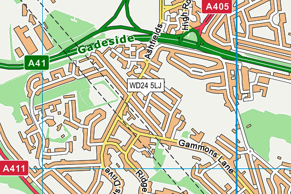 WD24 5LJ map - OS VectorMap District (Ordnance Survey)