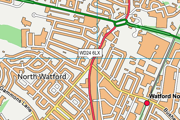 WD24 6LX map - OS VectorMap District (Ordnance Survey)