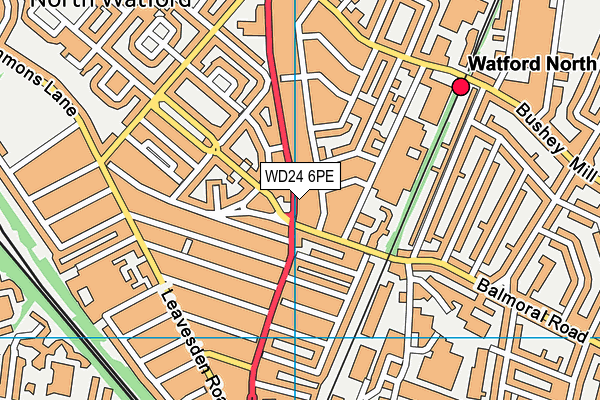 WD24 6PE map - OS VectorMap District (Ordnance Survey)