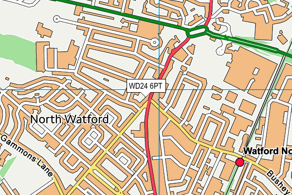 WD24 6PT map - OS VectorMap District (Ordnance Survey)