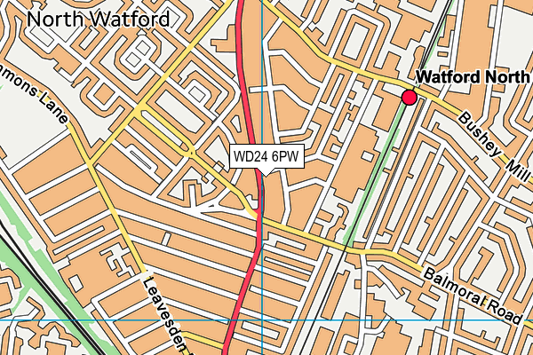 WD24 6PW map - OS VectorMap District (Ordnance Survey)