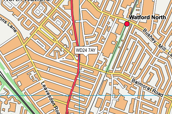 WD24 7AY map - OS VectorMap District (Ordnance Survey)