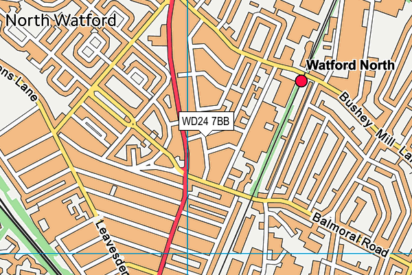 WD24 7BB map - OS VectorMap District (Ordnance Survey)
