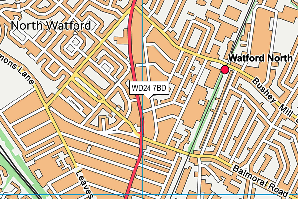 WD24 7BD map - OS VectorMap District (Ordnance Survey)